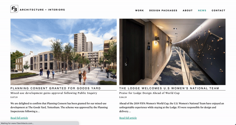 F3 Architects News page